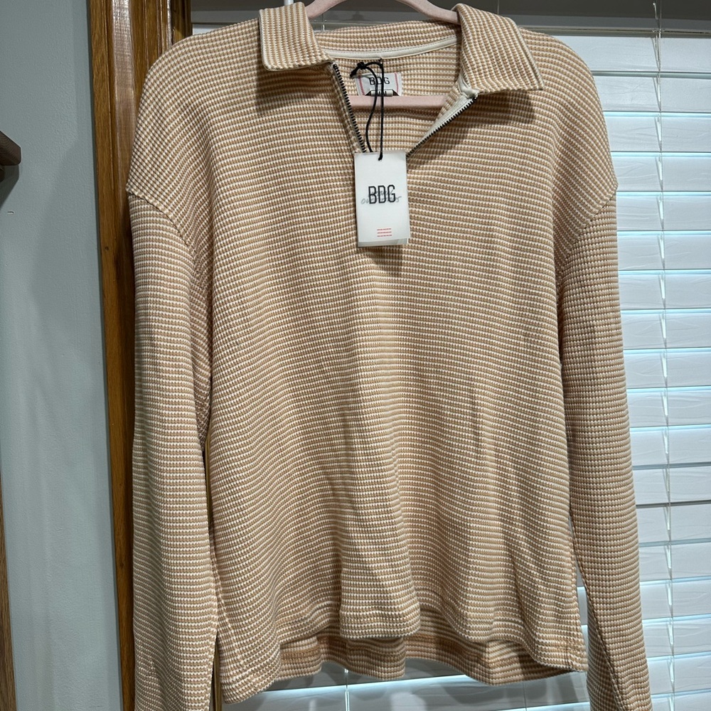 BDG Men's Beige Zip-Up Thermal